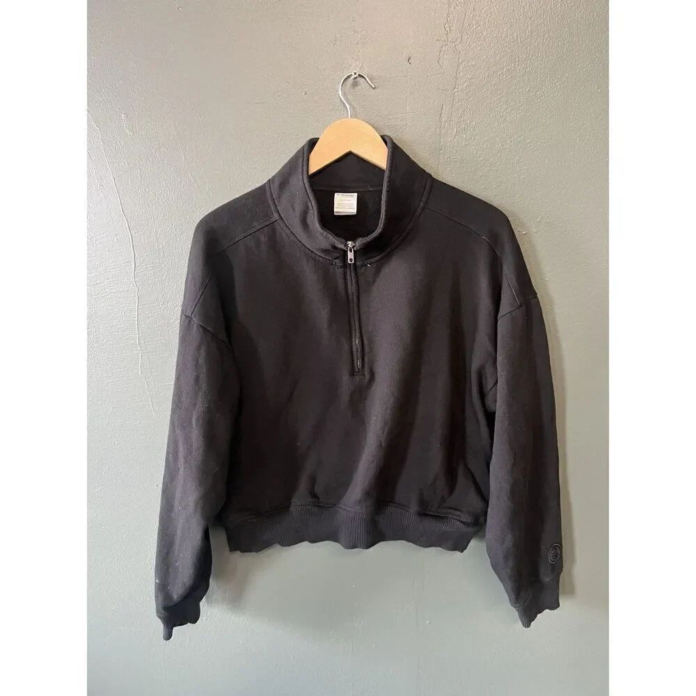 Pink by Victoria Secret Womens Black 1/2 Zip Pullover Sweatshirt Size Large